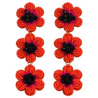 1 Paire Rétro Style Classique Fleur Alliage Perle De Rocaille Boucles D'oreilles sku image 1