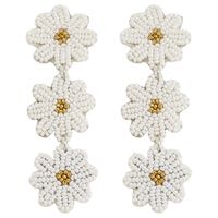 1 Paire Rétro Style Classique Fleur Alliage Perle De Rocaille Boucles D'oreilles sku image 2