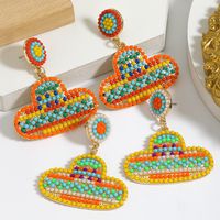 1 Pair Bohemian Classic Style Printing Geometric Plating Alloy Seed Bead Drop Earrings main image 1