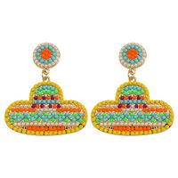 1 Pair Bohemian Classic Style Printing Geometric Plating Alloy Seed Bead Drop Earrings main image 5