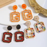 1 Pair Basic Modern Style Classic Style Letter Inlay Alloy Rhinestones Drop Earrings main image 7