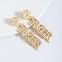 1 Pair Basic Modern Style Classic Style Letter Inlay Alloy Rhinestones Drop Earrings main image 9