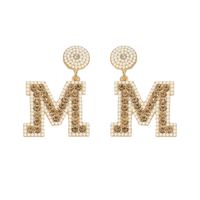 1 Pair Basic Modern Style Classic Style Letter Inlay Alloy Rhinestones Drop Earrings sku image 1