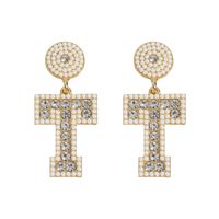 1 Pair Basic Modern Style Classic Style Letter Inlay Alloy Rhinestones Drop Earrings sku image 12