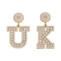 1 Pair Basic Modern Style Classic Style Letter Inlay Alloy Rhinestones Drop Earrings sku image 14