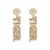 1 Pair Basic Modern Style Classic Style Letter Inlay Alloy Rhinestones Drop Earrings sku image 17