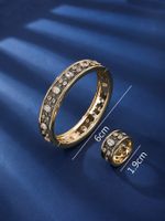 Copper 18K Gold Plated Retro Rock Inlay Solid Color Zircon Rings Bracelets main image 6