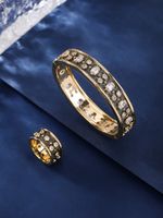 Copper 18K Gold Plated Retro Rock Inlay Solid Color Zircon Rings Bracelets main image 8