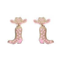 1 Pair Basic Modern Style Classic Style Heart Shape Boots Inlay Zinc Alloy Seed Bead Drop Earrings sku image 2