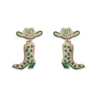 1 Pair Basic Modern Style Classic Style Heart Shape Boots Inlay Zinc Alloy Seed Bead Drop Earrings sku image 3