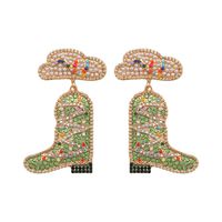 1 Pair Basic Modern Style Classic Style Heart Shape Boots Inlay Zinc Alloy Seed Bead Drop Earrings sku image 7