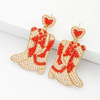 1 Pair Basic Modern Style Classic Style Heart Shape Boots Inlay Zinc Alloy Seed Bead Drop Earrings main image 6
