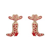 1 Pair Basic Modern Style Classic Style Heart Shape Boots Inlay Zinc Alloy Seed Bead Drop Earrings sku image 1