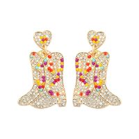 1 Pair Basic Modern Style Classic Style Heart Shape Boots Inlay Zinc Alloy Seed Bead Drop Earrings sku image 6
