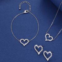 Copper Basic Modern Style Classic Style Plating Inlay Geometric Heart Shape Rhinestones Jewelry Set main image 3