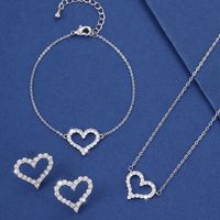 Copper Basic Modern Style Classic Style Plating Inlay Geometric Heart Shape Rhinestones Jewelry Set main image 1