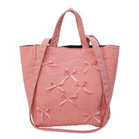 Women's Medium Cloth Solid Color Bow Knot Vintage Style Classic Style Sewing Thread Zipper Tote Bag sku image 4