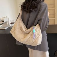 Women's Medium Cloth Solid Color Basic Classic Style Sewing Thread Zipper Crossbody Bag main image video