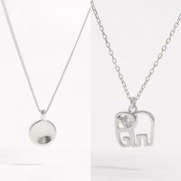 Sterling Silver White Gold Plated Casual Romantic Plating Round Elephant Pendant Necklace main image 1