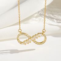 Titanium Steel 18K Gold Plated Modern Style Sweet Classic Style Plating Inlay Infinity Wings Bow Knot Zircon Pendant Necklace sku image 4
