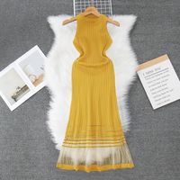 Women's Regular Dress Casual Round Neck Net Yarn Sleeveless Solid Color Maxi Long Dress Daily main image 1