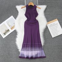 Women's Regular Dress Casual Round Neck Net Yarn Sleeveless Solid Color Maxi Long Dress Daily main image 2