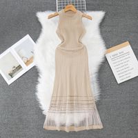 Women's Regular Dress Casual Round Neck Net Yarn Sleeveless Solid Color Maxi Long Dress Daily main image 3