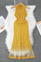 Women's Regular Dress Casual Round Neck Net Yarn Sleeveless Solid Color Maxi Long Dress Daily main image 4