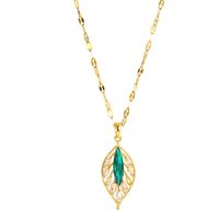 Titanium Steel Copper 18K Gold Plated IG Style Shiny Hollow Out Inlay Leaves Zircon Pendant Necklace main image 6