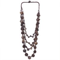 Wholesale Jewelry Ethnic Style Bohemian Geometric Wooden Beads Coconut Shell Charcoal Beaded Necklace sku image 1