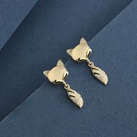 1 Pair Simple Style Classic Style Fox Plating Inlay Sterling Silver Zircon 14K Gold Plated Ear Studs main image 7