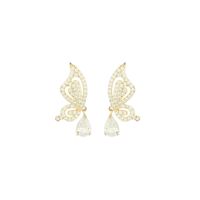 1 Pair Simple Style Classic Style Butterfly Plating Inlay Sterling Silver Zircon 14K Gold Plated Ear Studs main image 7