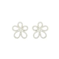 1 Pair Elegant Sweet Flower Hollow Out Inlay Sterling Silver Zircon 14K Gold Plated Ear Studs main image 6