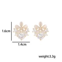 1 Pair Elegant Simple Style Flower Plating Inlay Copper Zircon 14K Gold Plated Ear Studs main image 6
