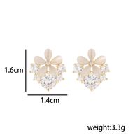 1 Paire Élégant Style Simple Fleur Placage Incruster Le Cuivre Zircon Plaqué Or 14K Boucles D'Oreilles main image 6