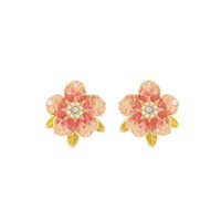 1 Pair Elegant Simple Style Shiny Flower Plating Hollow Out Inlay Copper Zircon 14K Gold Plated Ear Studs main image 5