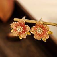 1 Pair Elegant Simple Style Shiny Flower Plating Hollow Out Inlay Copper Zircon 14K Gold Plated Ear Studs main image 2