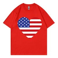 Women's T-shirt Short Sleeve T-Shirts Simple Style Heart Shape American Flag main image 2