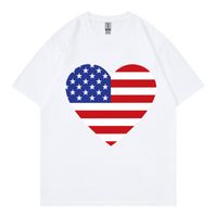 Women's T-shirt Short Sleeve T-Shirts Simple Style Heart Shape American Flag main image 3