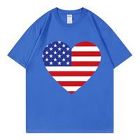Women's T-shirt Short Sleeve T-Shirts Simple Style Heart Shape American Flag main image 4