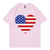 Women's T-shirt Short Sleeve T-Shirts Simple Style Heart Shape American Flag main image 5