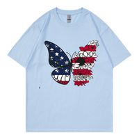 Women's T-shirt Short Sleeve T-Shirts Simple Style American Flag Butterfly main image 2