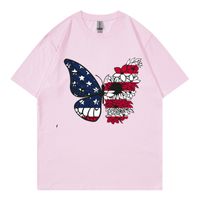 Women's T-shirt Short Sleeve T-Shirts Simple Style American Flag Butterfly main image 4