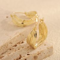 1 Pair Elegant Simple Style Shiny Solid Color Plating Hollow Out Copper 14K Gold Plated Earrings main image 5