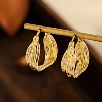 1 Pair Elegant Simple Style Shiny Solid Color Plating Hollow Out Copper 14K Gold Plated Earrings main image 3