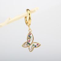 1 Piece Casual Simple Style Shiny Animal Eye Snake Inlay 304 Stainless Steel Copper Zircon 18K Gold Plated Drop Earrings main image 5