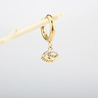 1 Piece Casual Simple Style Shiny Animal Eye Snake Inlay 304 Stainless Steel Copper Zircon 18K Gold Plated Drop Earrings main image 7