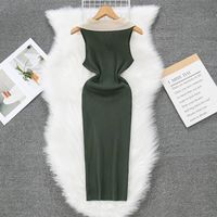 Women's Sheath Dress Casual Turndown Button Sleeveless Solid Color Maxi Long Dress Daily main image 3