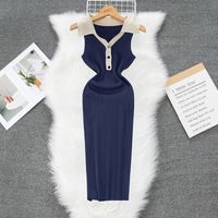 Women's Sheath Dress Casual Turndown Button Sleeveless Solid Color Maxi Long Dress Daily main image 5