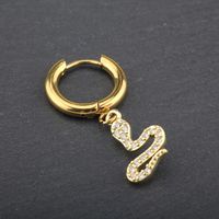 1 Piece Casual Simple Style Shiny Animal Eye Snake Inlay 304 Stainless Steel Copper Zircon 18K Gold Plated Drop Earrings sku image 3